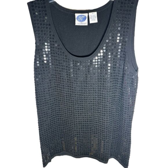 DG2 by Diane Gildan size medium Black Sequin Sleeveless Top. Cotton blend. Shiny - Picture 1 of 7